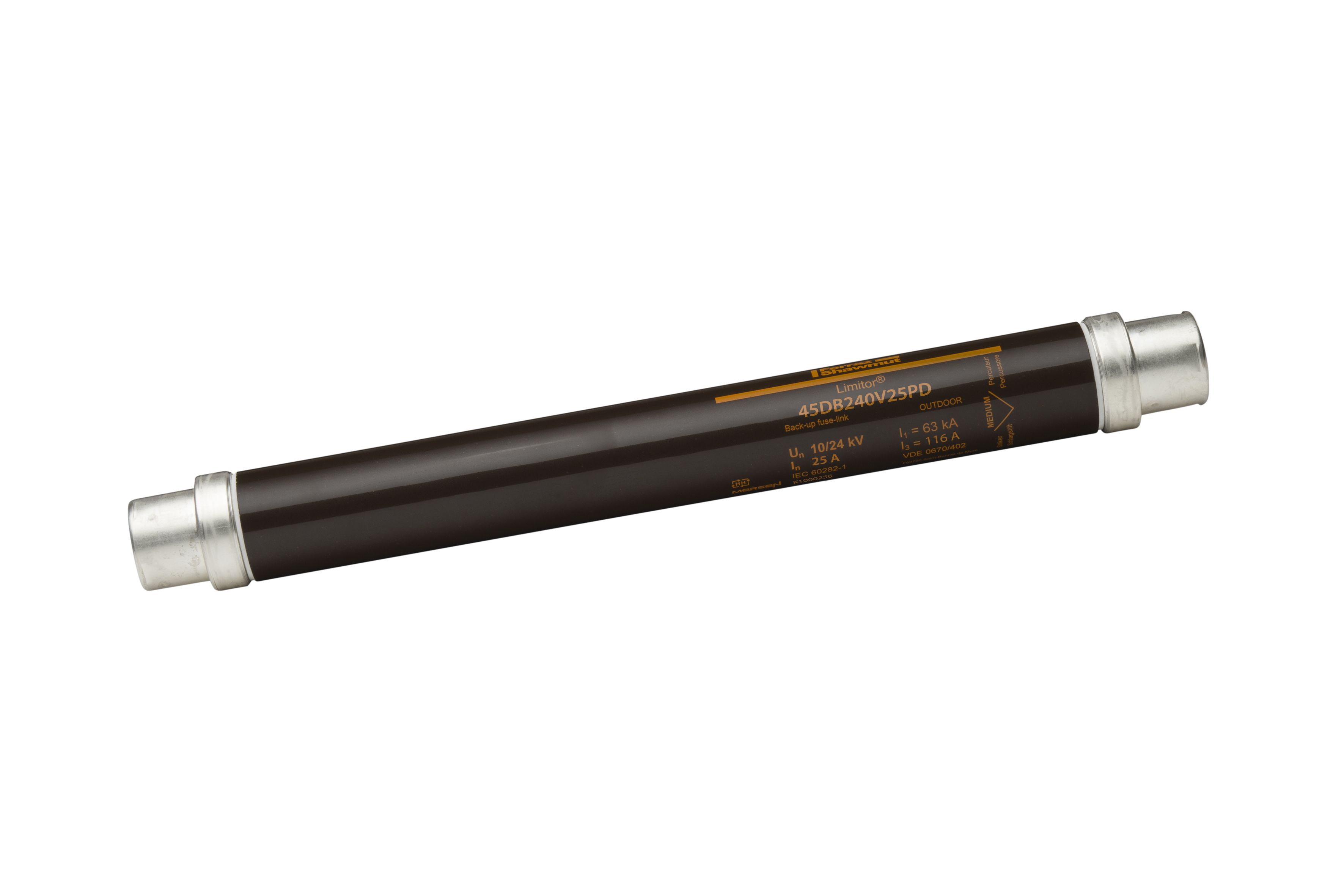 K1000256 - HV fuse, DIN 43625 , VDE0670 T402, 24kV 25A, 442mm, 45mm, medium striker 80N